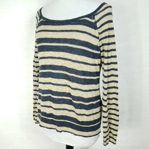 Medium Linen Cotton Blend Striped Sweater